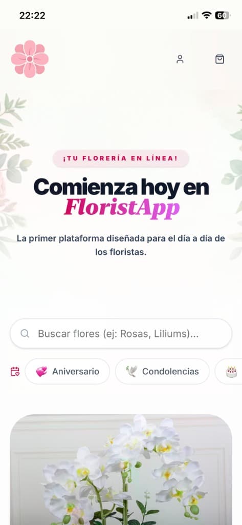 Vidriera digital del cliente de FloristApp