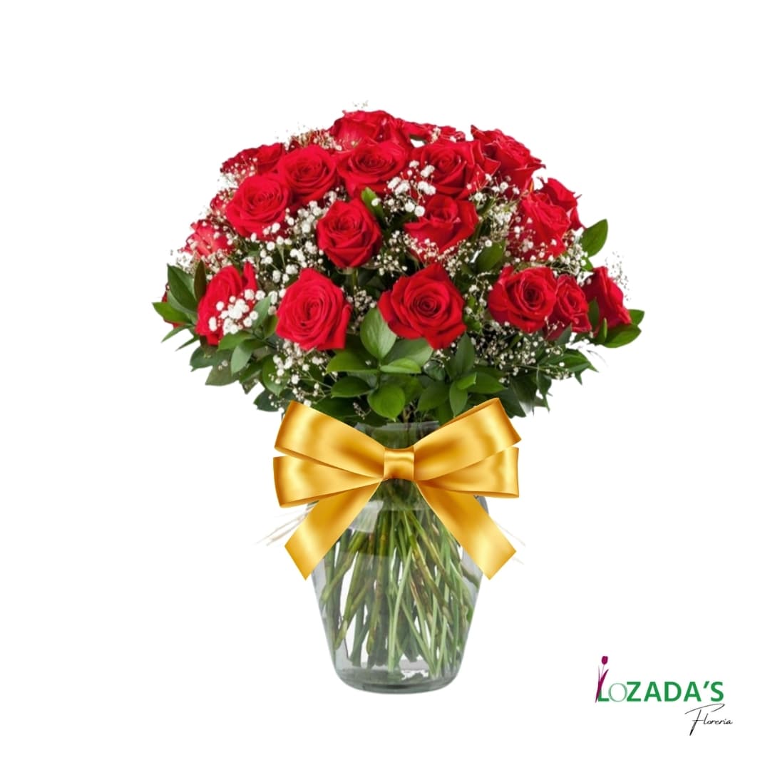 Distinción - Florero con rosas Rojas elige la Cantidad