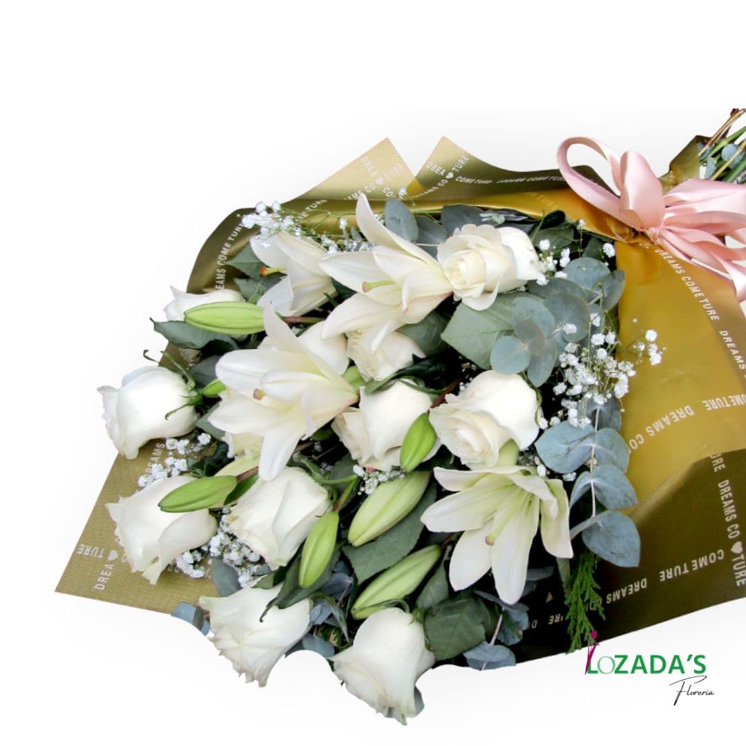 Ramo Blanco de Rosas y Liliums – Entrega hoy mismo en Santiago - Pureza y Paz