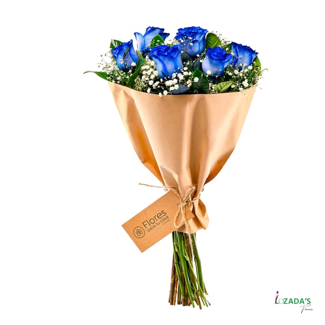 Día del Padre💐 Bouquet Rústico de 6 Rosas Azules