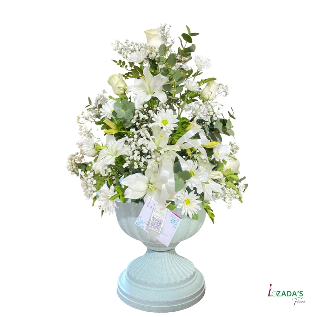 Arreglo Floral Blanco en Copa Ceremonial - Entrega Hoy mismo en Santiago