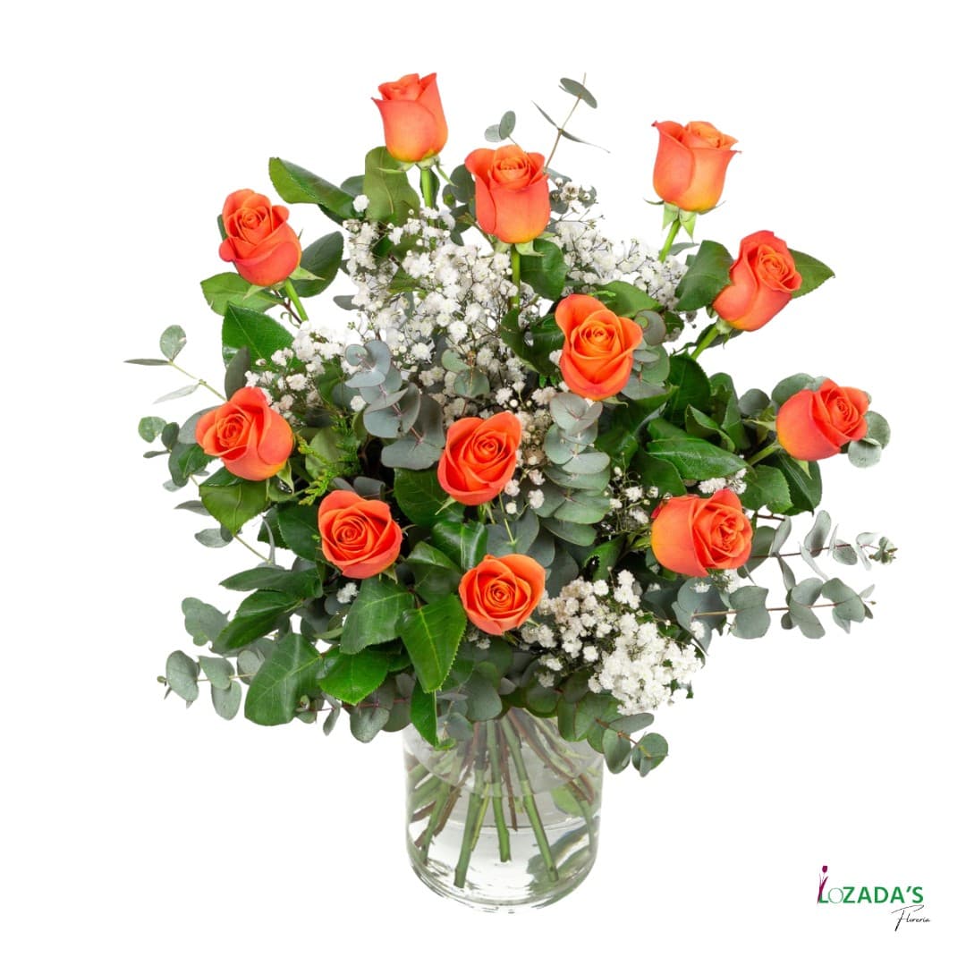 Florero de Rosas Naranjas - Entrega hoy mismo en Santiago