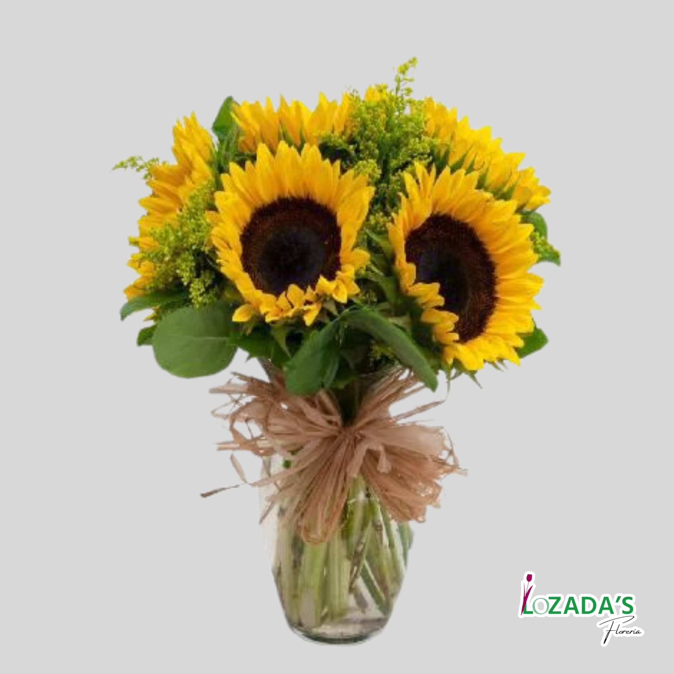 Ramo de Flores Amarillas - 7 Girasoles en Florero- 21 de Septiembre