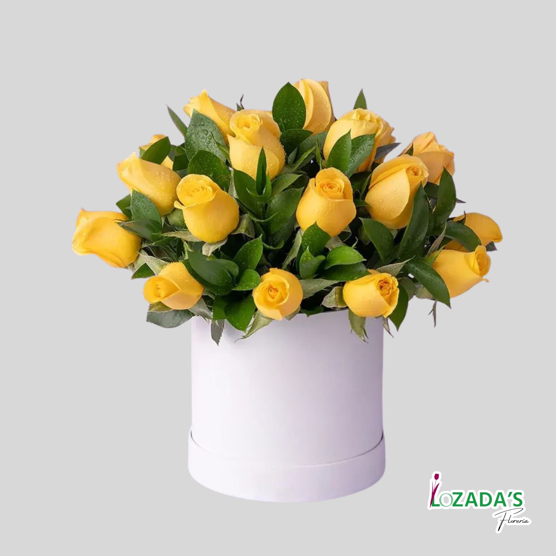 Ramo de Flores Amarillas - Caja Tambor de 20 Rosas Amarillas