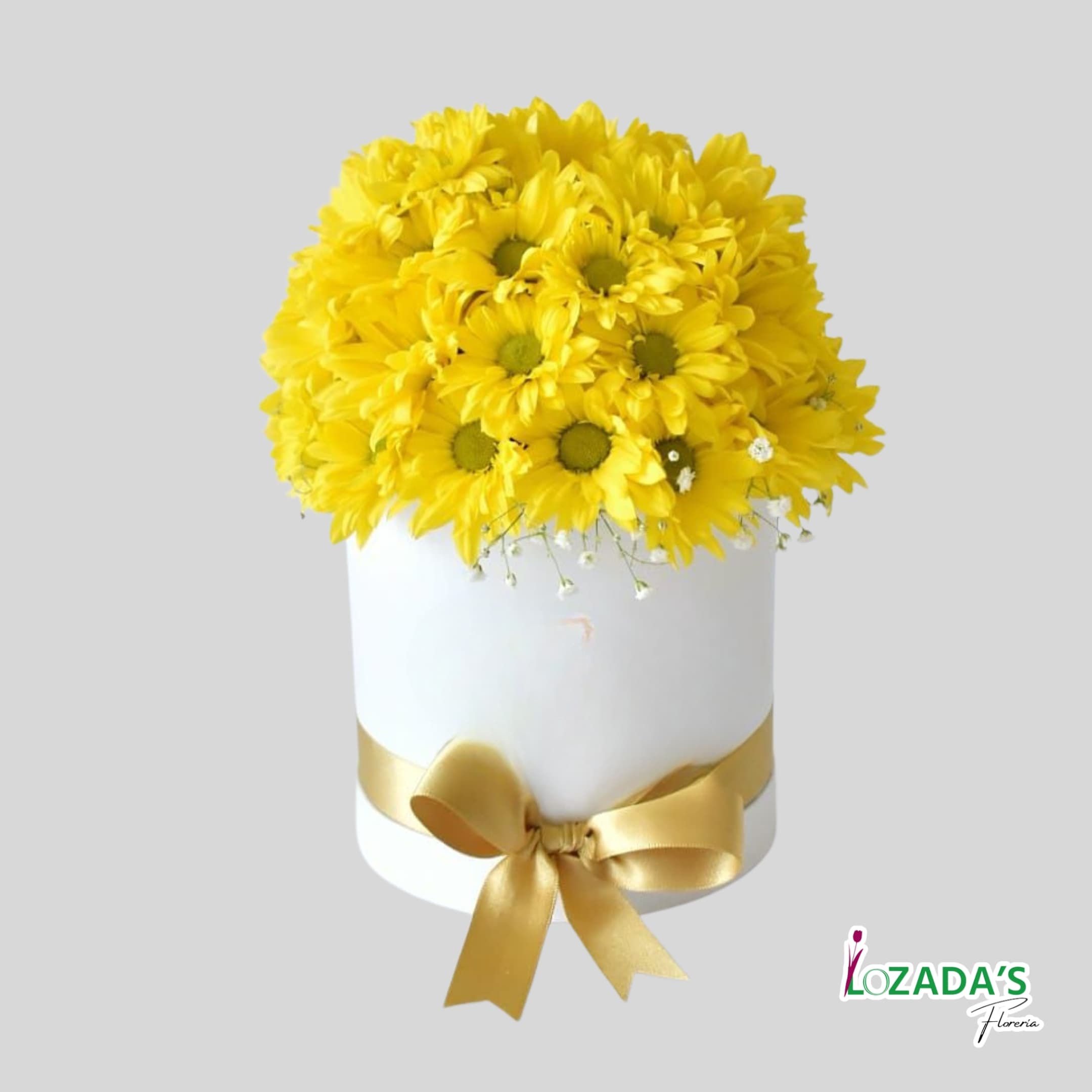 Ramo de Flores Amarillas - Caja Tambor de Margaritas - 21 de Septiembre