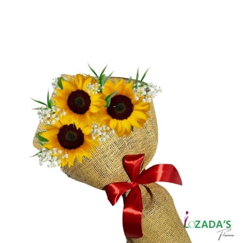 🌻 Trío de Girasoles en Saco Rústico 🌾- Entrega hoy mismo en Santiago
