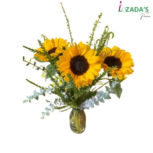 Florero Elegancia Solar ☀️🌿 Florero de Tres Girasoles - Entrega hoy mismo en Santiago